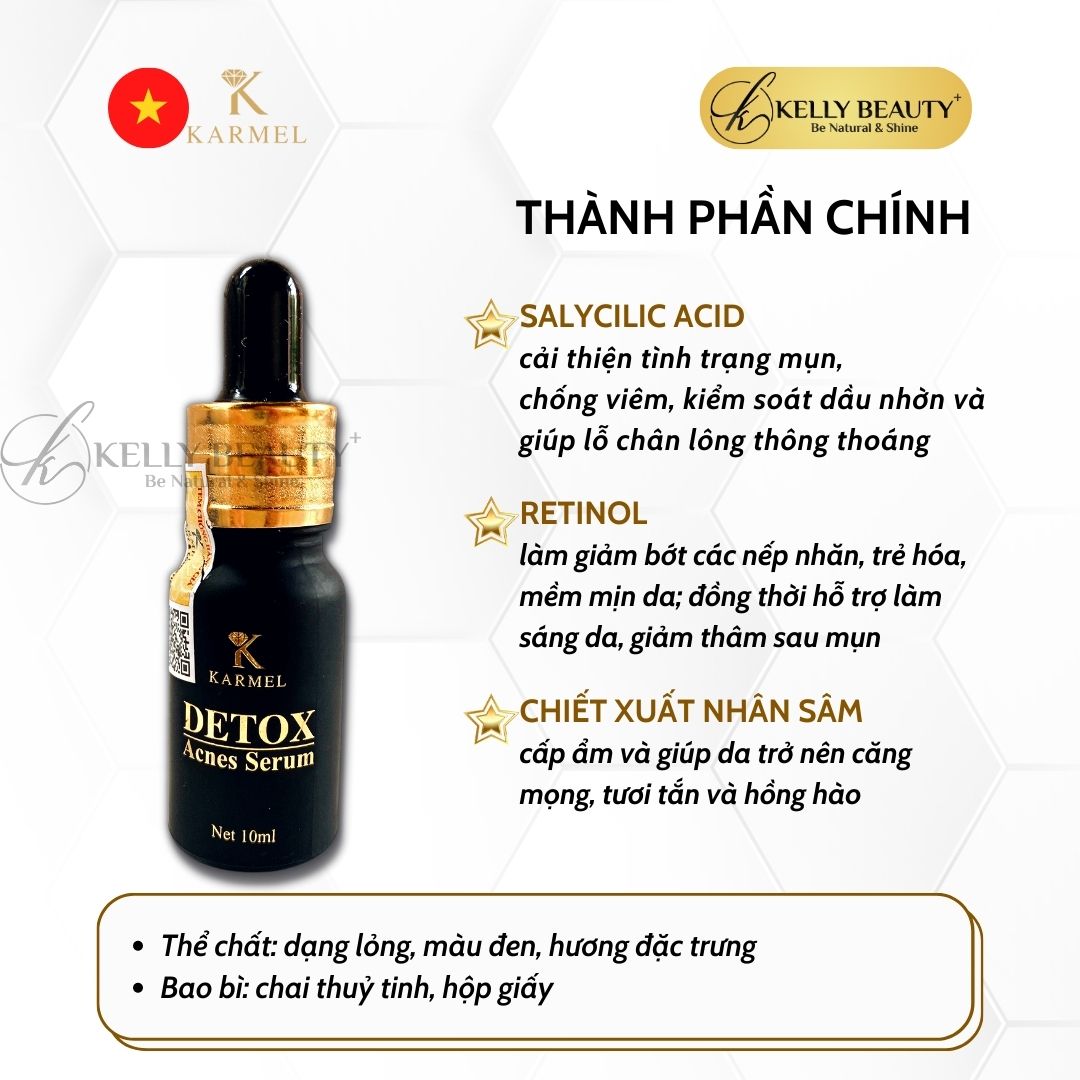 Karmel Detox Acnes Serum - Giải Quyết Mụn Ẩn, Bã Nhờn; Da Nhiễm Corticoid | Kelly Beauty