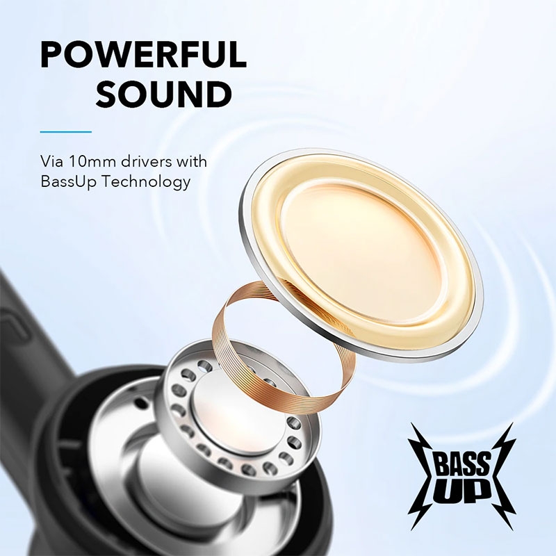 Tai Nghe Bluetooth SOUNDCORE (by AN KER) R100 True Wireless, 25 Giờ Nghe Nhạc, Chống Nước IPX5, Tích Hợp 2 Mic, Công Nghệ BassUp, Sạc Nhanh - AN KER A3981