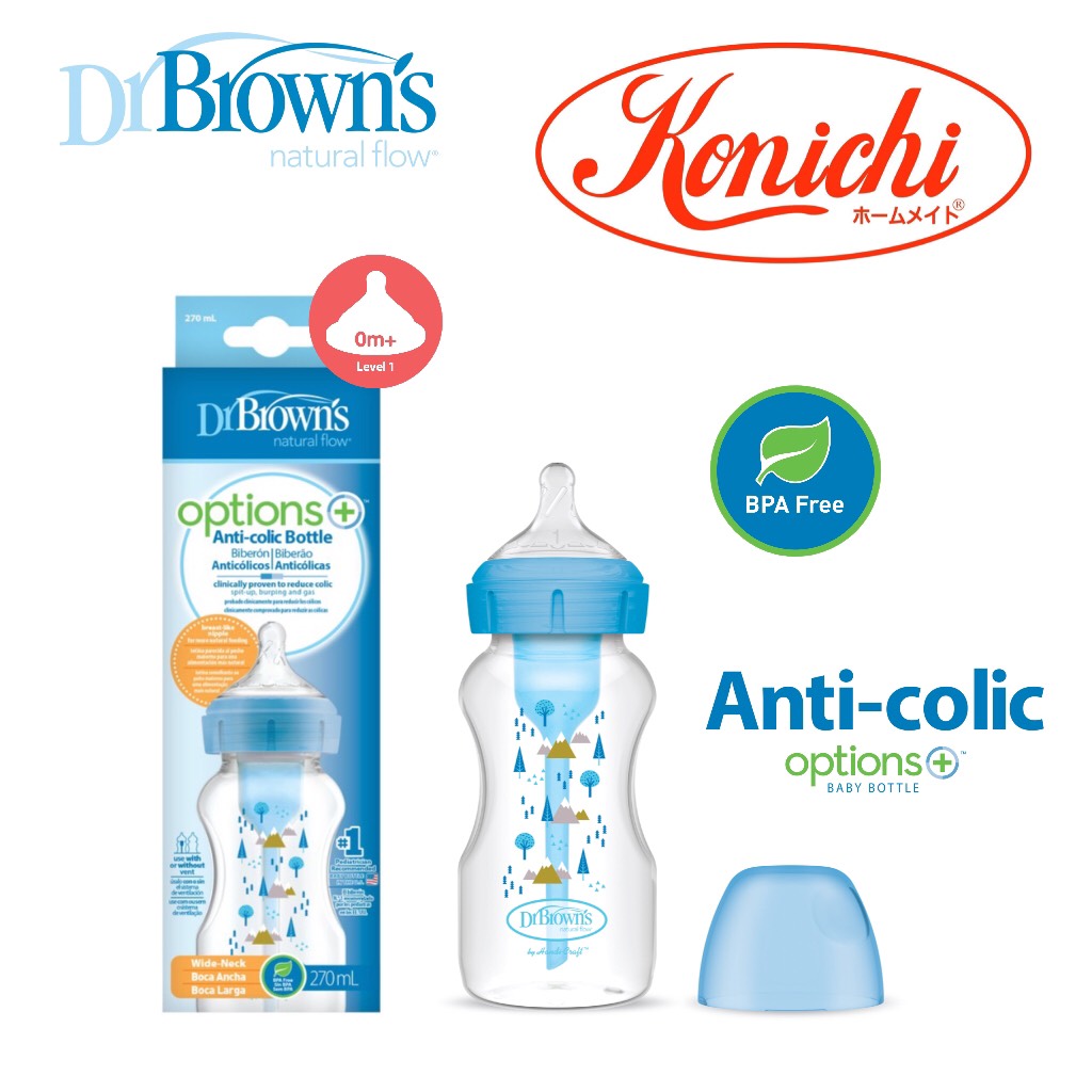 Bình sữa Dr.Brown's cổ rộng Deco 270ml nhựa PP Options Plus