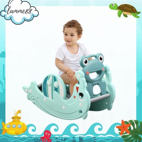 Cầu trượt bập bênh 3 trong 1 hình cá heo và ếch bằng nhựa dành cho trẻ từ 1 tuổi 9Baby