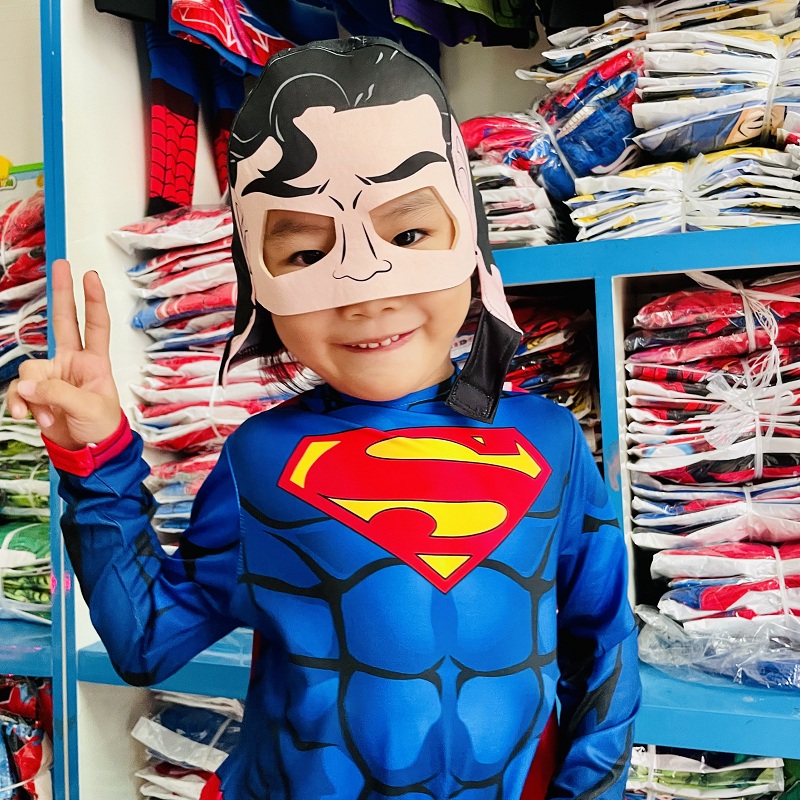 Bộ siêu nhân Superman liền quần kèm Choàng và mặt nạ B175