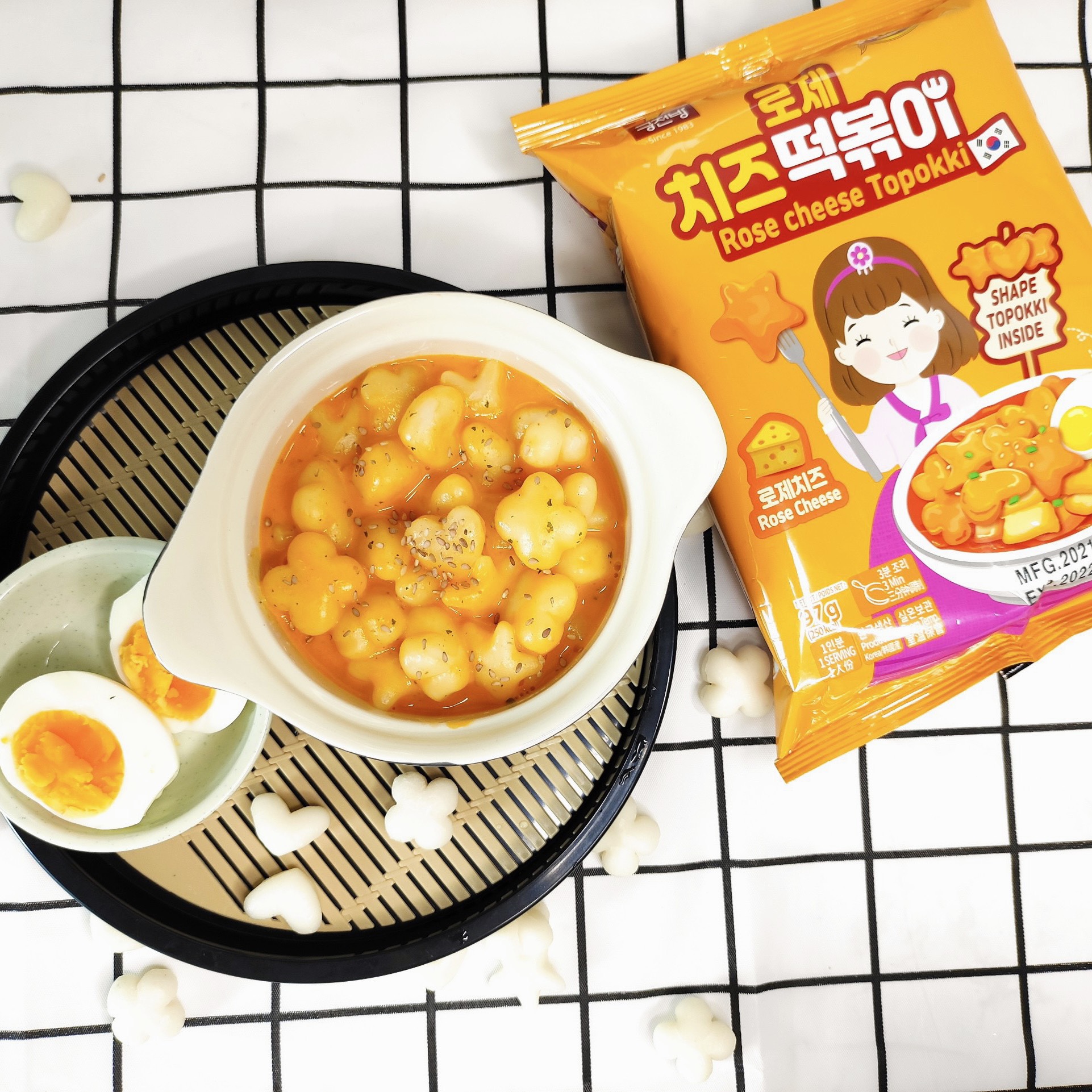 Bánh Gạo Topokki Hình Hoa Sao Tim Kèm Xốt Phomai - Nhập Khẩu Hàn Quốc Vị Hot