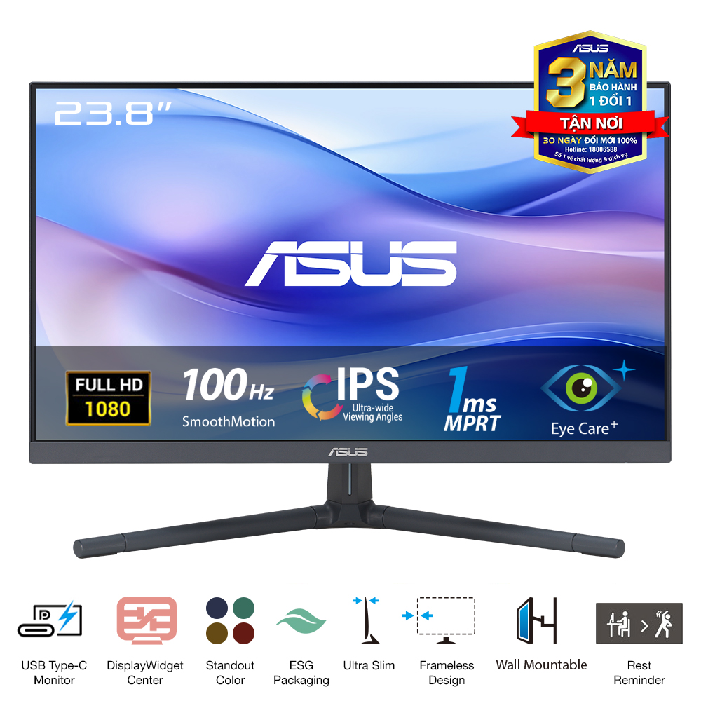 Màn Hình ASUS VU249CFE-B/ VU249CFE-M 23.8 inch ( FHD/IPS/100Hz/1ms ) - Hàng Chính Hãng