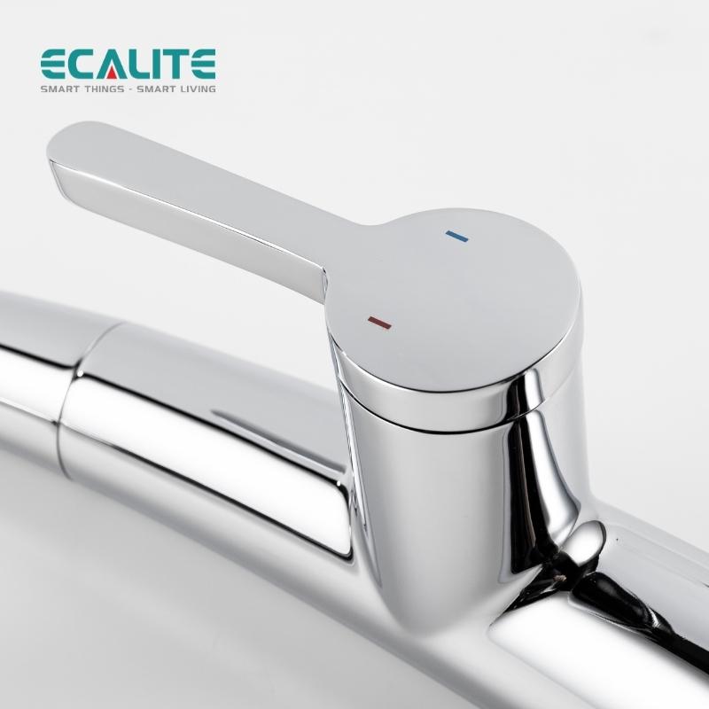 Vòi Rửa Chén Nóng Lạnh S-curve Ecalite EF-K114C - Có Dây Rút - Điều Chỉnh Tia Nước - Đồng Mạ Chrome Cực Đẹp - Hàng Chính Hãng