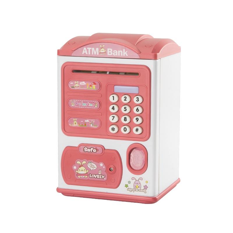 Két Sắt Đựng Tiền Cho Bé Đồ Chơi Thông Minh Mô Phỏng như trụ ATM rút tiền tự động bằng dấu vân tay