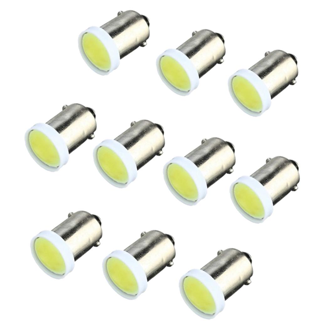 Pack of 10 Aluminum BA9S COB LED Car Dash Reading/License Plate Light Side Wedge Bulbs