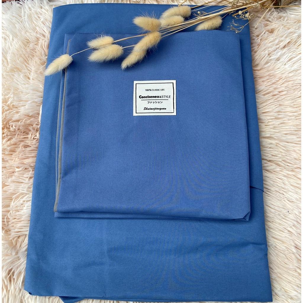 Ga giường Cotton Tici Xanh dương đậm cao cấp - Bo chun drap đủ kích thước