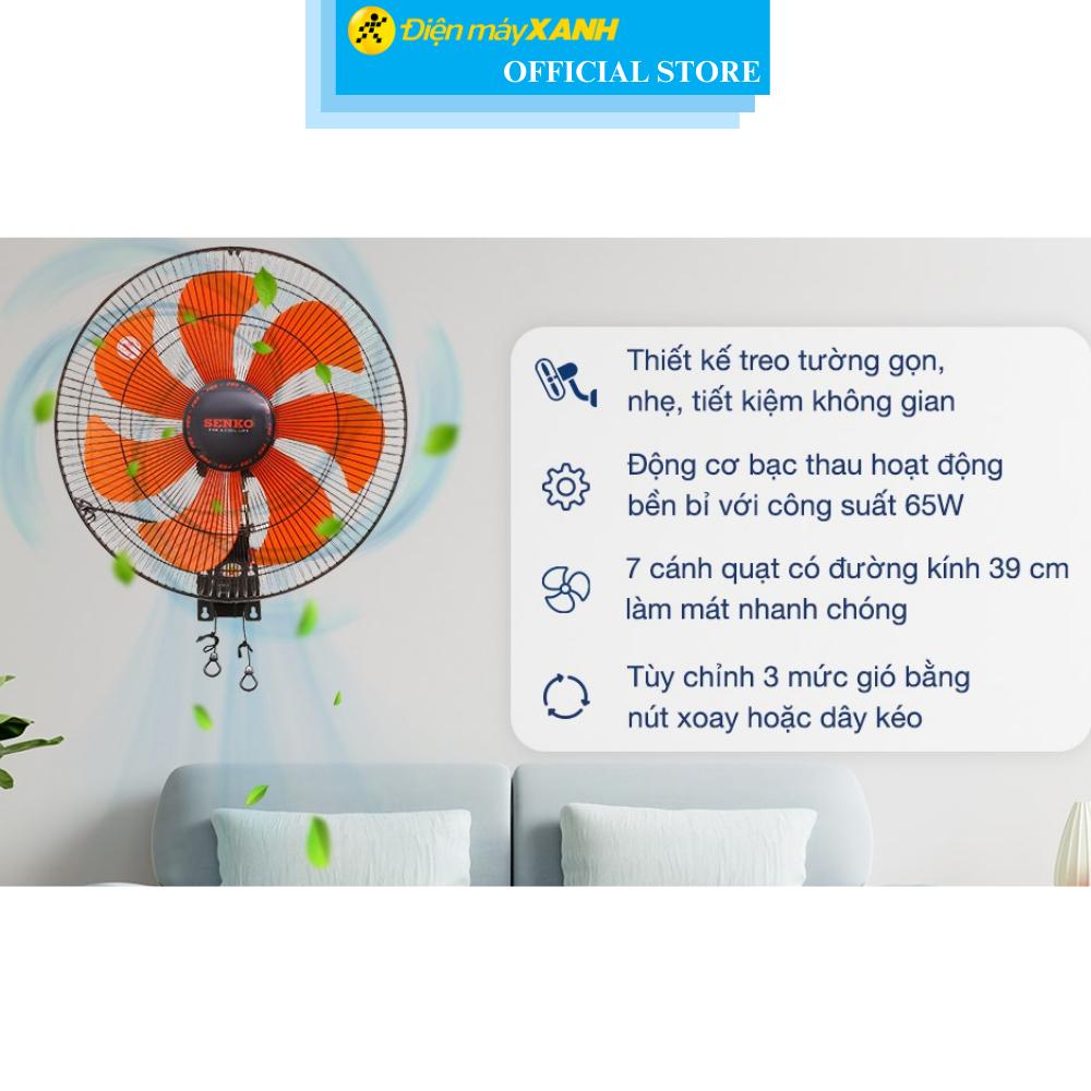 Quạt treo tường Senko 7 cánh TC1622 65W - Hàng Chính Hãng