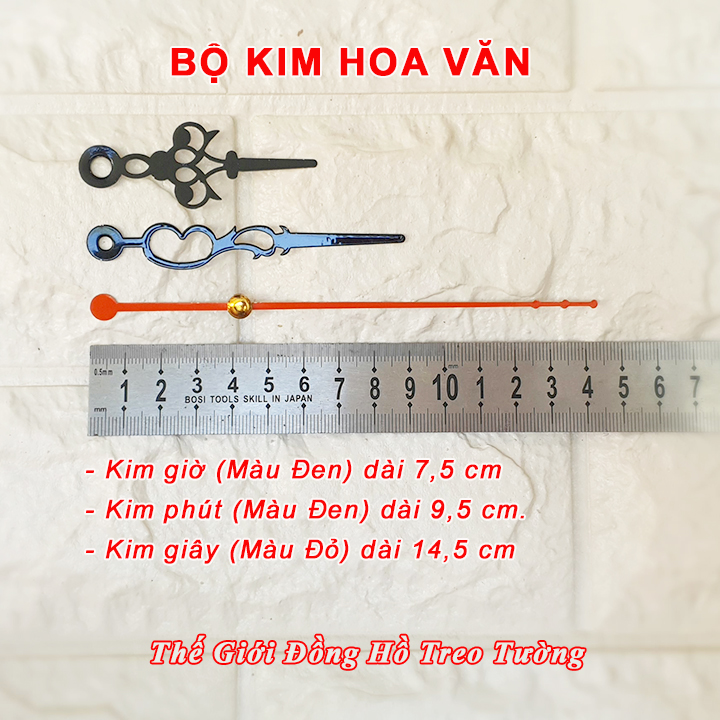 Máy Đồng Hồ Treo Tường Cao Cấp TEKKEN Kim Nhảy - Bộ Kim HOA VĂN hoặc KIM ĐẠI - Pin Tiểu AA Vỏ Nhôm - Bảo Hành 1 Năm