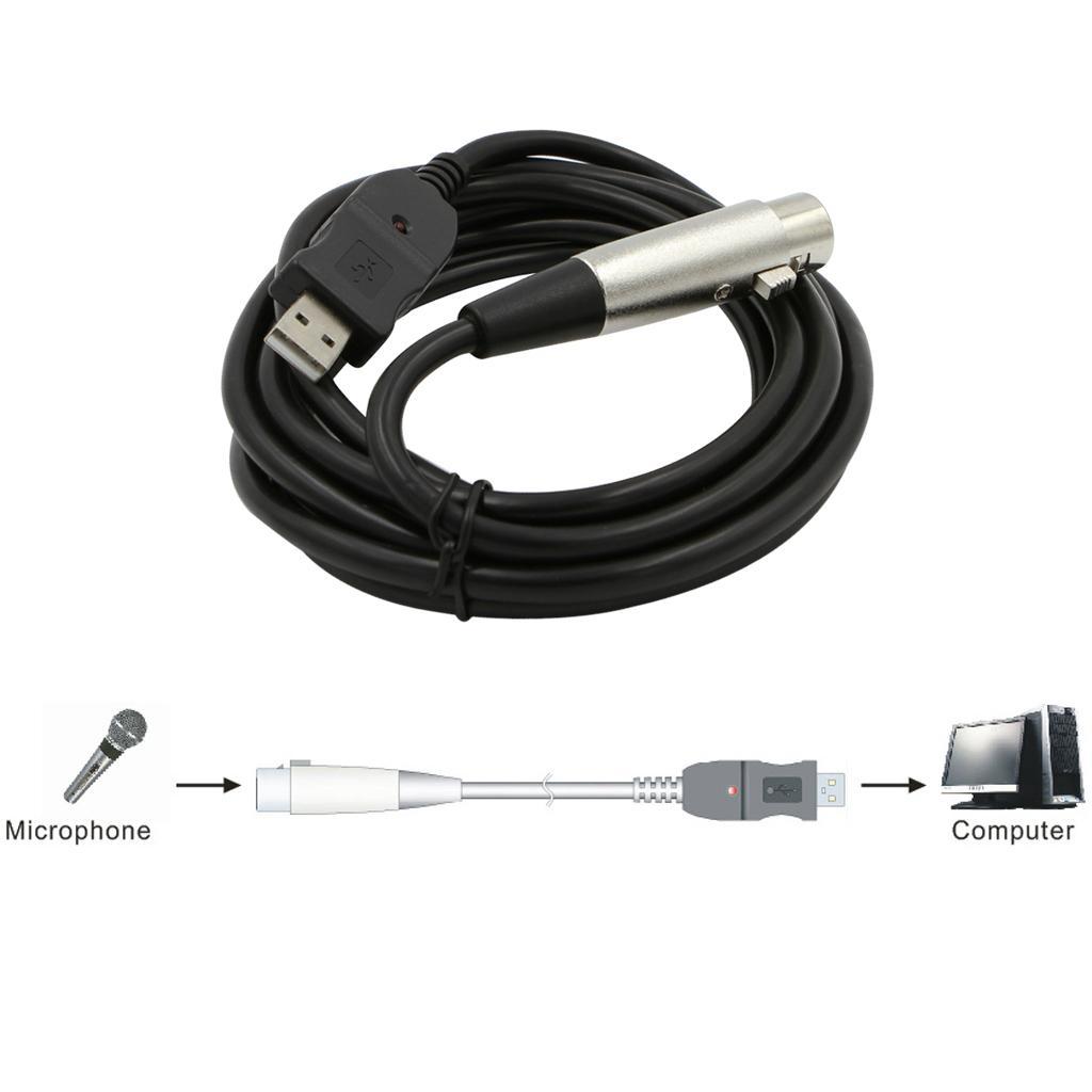USB Microphone Cable 3 Pin USB Male to XLR Female Mic Link Converter Cable