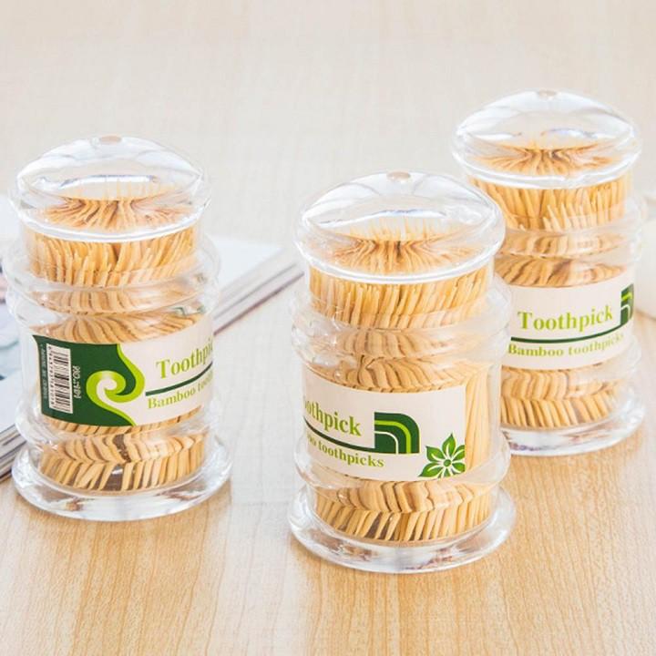 Lọ đựng tăm trong suốt tặng kèm tăm tre huytuan3010