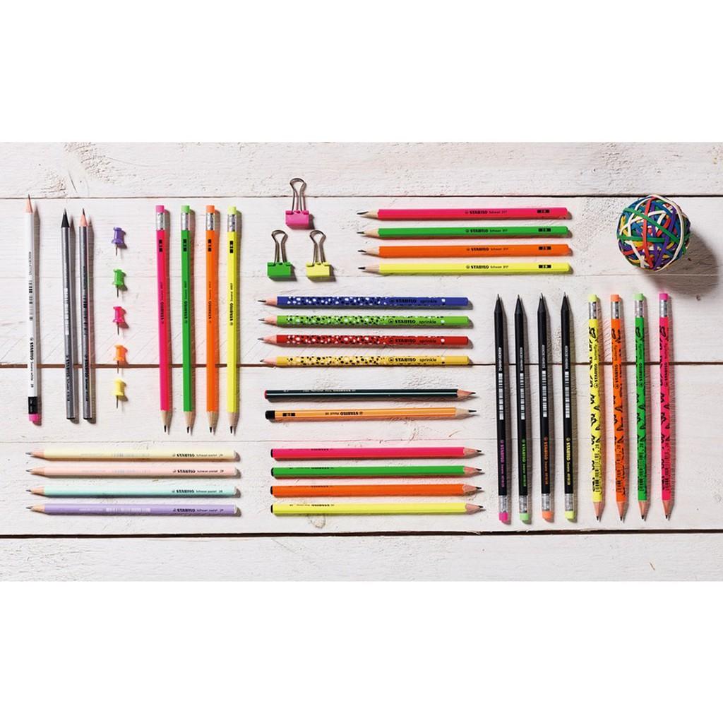 Bộ 6 cây bút chì gỗ STABILO Schwan 417 màu bạc + chuốt chì PS4538 + tẩy ExamGrade ER196E (PC417S-C6S+)