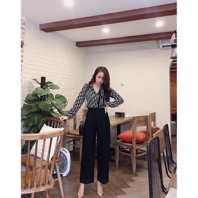 Quần ống rộng cạp cao khoá sườn- Quần culottes cạp cao - quần ống suông cicidream