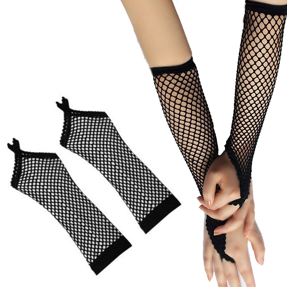 Bao tay lưới trơn đơn giản xỏ ngón màu đen BT04