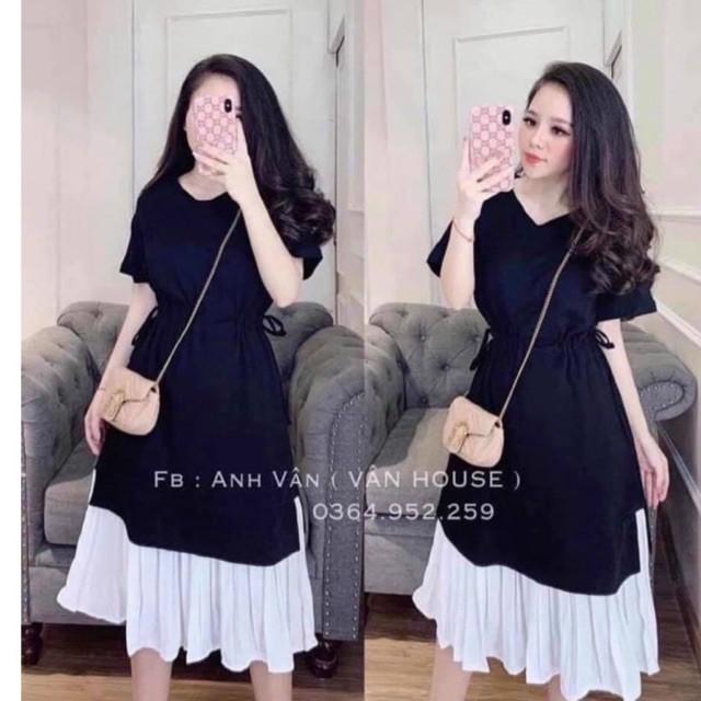 Váy bầu đẹp dáng suông dài chất cotton