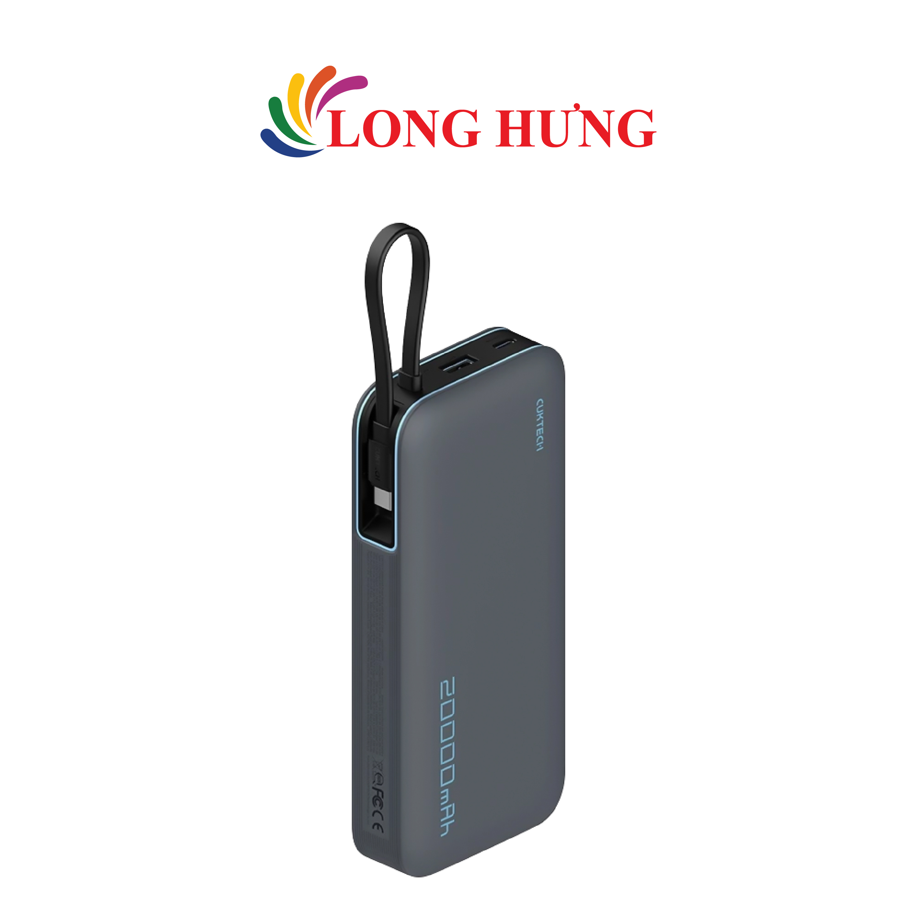 Sạc dự phòng Cuktech Power Bank Built-in USB-C Cable 1Type-C 55W 20000mAh CP25 PB200N - Hàng chính hãng