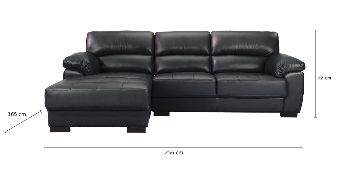 Ghế Sofa Góc L/Phải, Ghế Sofa Da Thật MORETTO Màu Đen Index Living Mall Nhập Khẩu Thái Lan