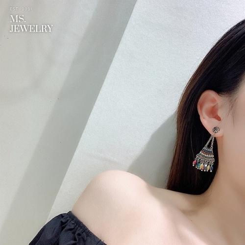 Khuyên Tai Bạc S925 Chế Tác Thủ Công Ms Jewelry Phong Cách Cổ Điển Vintage Hàn Quốc