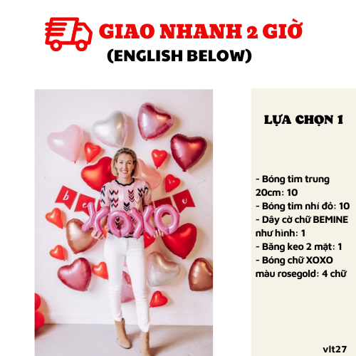 Bộ bóng trang trí tiệc Valentine set vlt27