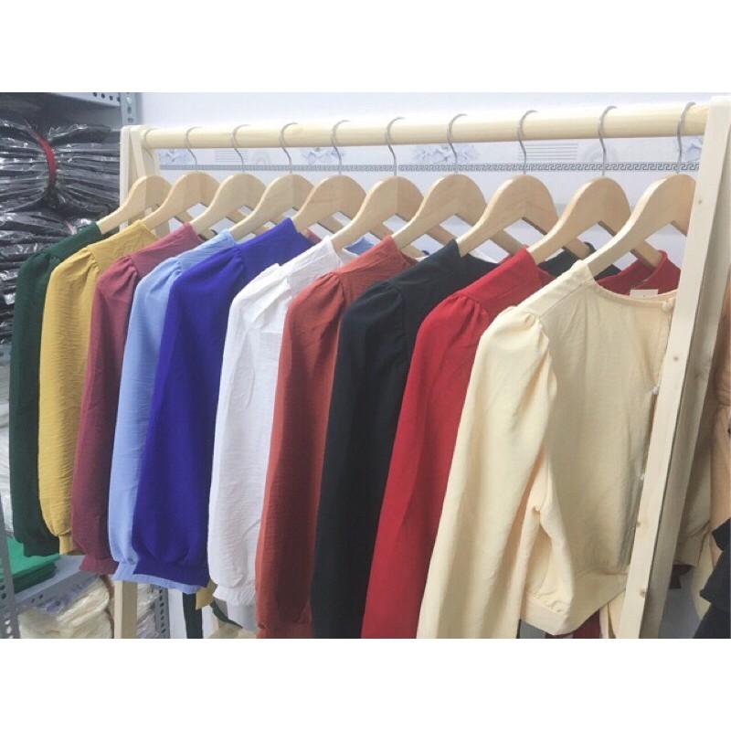 Áo croptop nơ lưng tay phồng (10 màu)