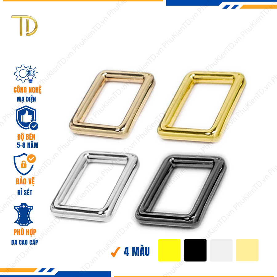 Khoen chữ nhật túi xách, khoen vuông túi xách 32mm cao cấp công nghệ mạ điện độ bền 5-8 năm