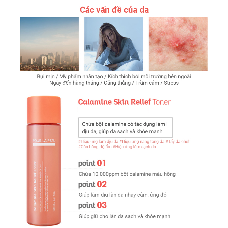 Nước hoa hồng Pour La Peau Calamine Skin Relief Toner