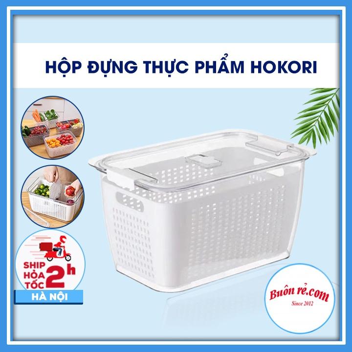 Hộp đựng thực phẩm tủ lạnh 2 lớp Hokori – Hộp bảo quản thức ăn có lỗ thoát nước Việt Nhật (MS 6588 - 6589