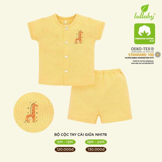 Bộ cộc tay Lullaby cotton cài giữa vân thoáng bé trai, bé gái