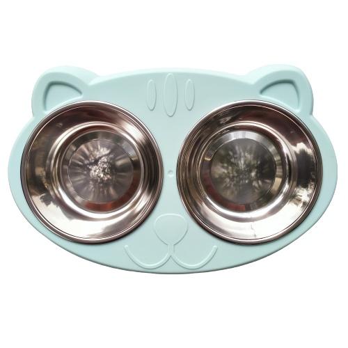 Chén Ăn Đôi, Bát Ăn Đôi Inox Cho Mèo Cao Cấp Bền Đẹp