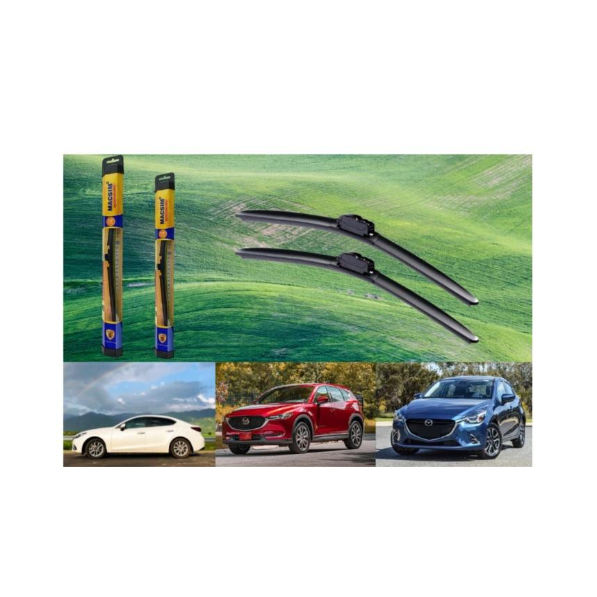 Combo cần gạt nước mưa ô tô Nano Silicon Macsim cho xe Mazda 6 2004-2014