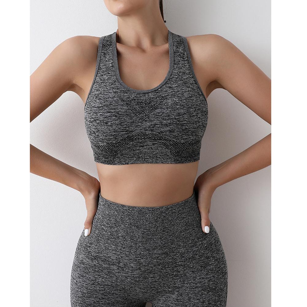 Phụ nữ liền mạch Yoga thiết lập tập luyện thể thao quần áo thể dục quần áo tập thể dục quần áo crop crop top leggings quần áo thể thao Color: Black Size: L