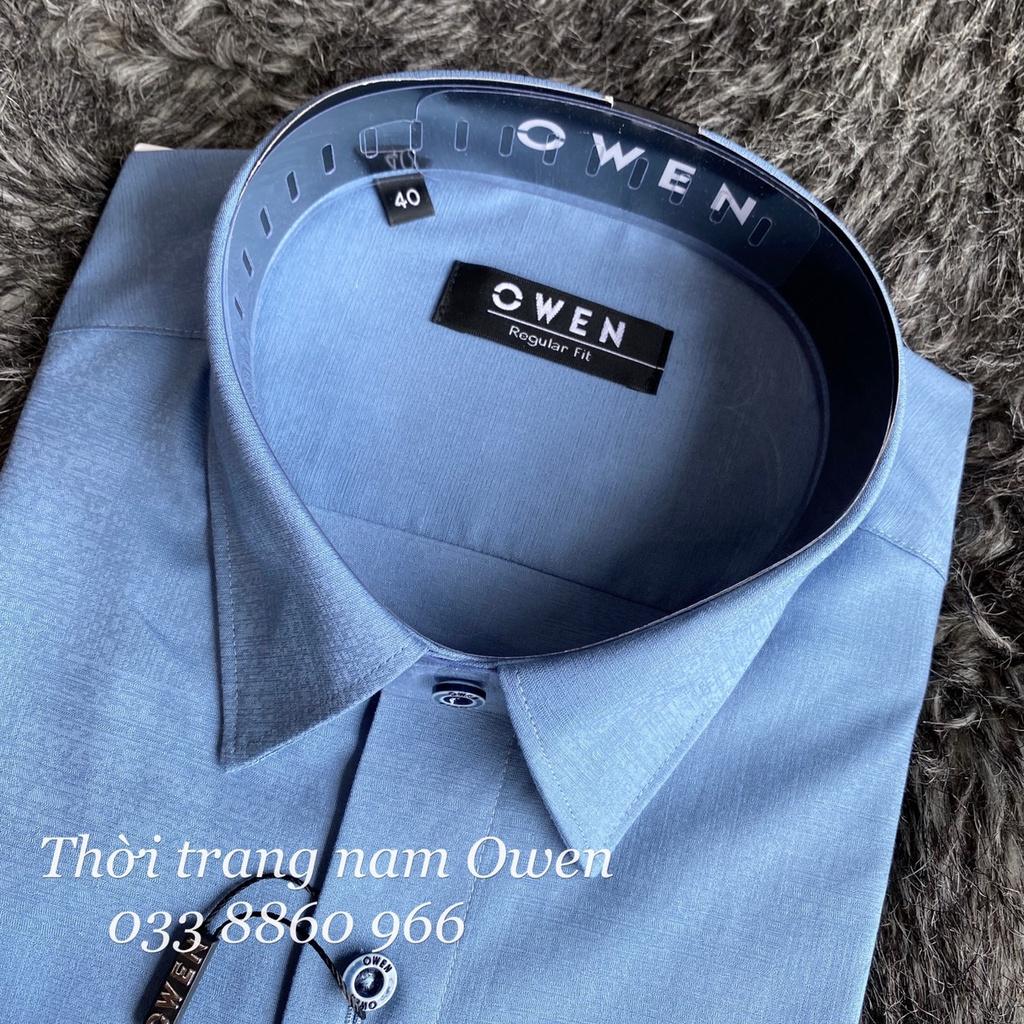 OWEN - Áo sơ mi dài tay Owen màu xanh trơn chất sợi tre REGULAR FIT / SLIMFIT 22948 23412