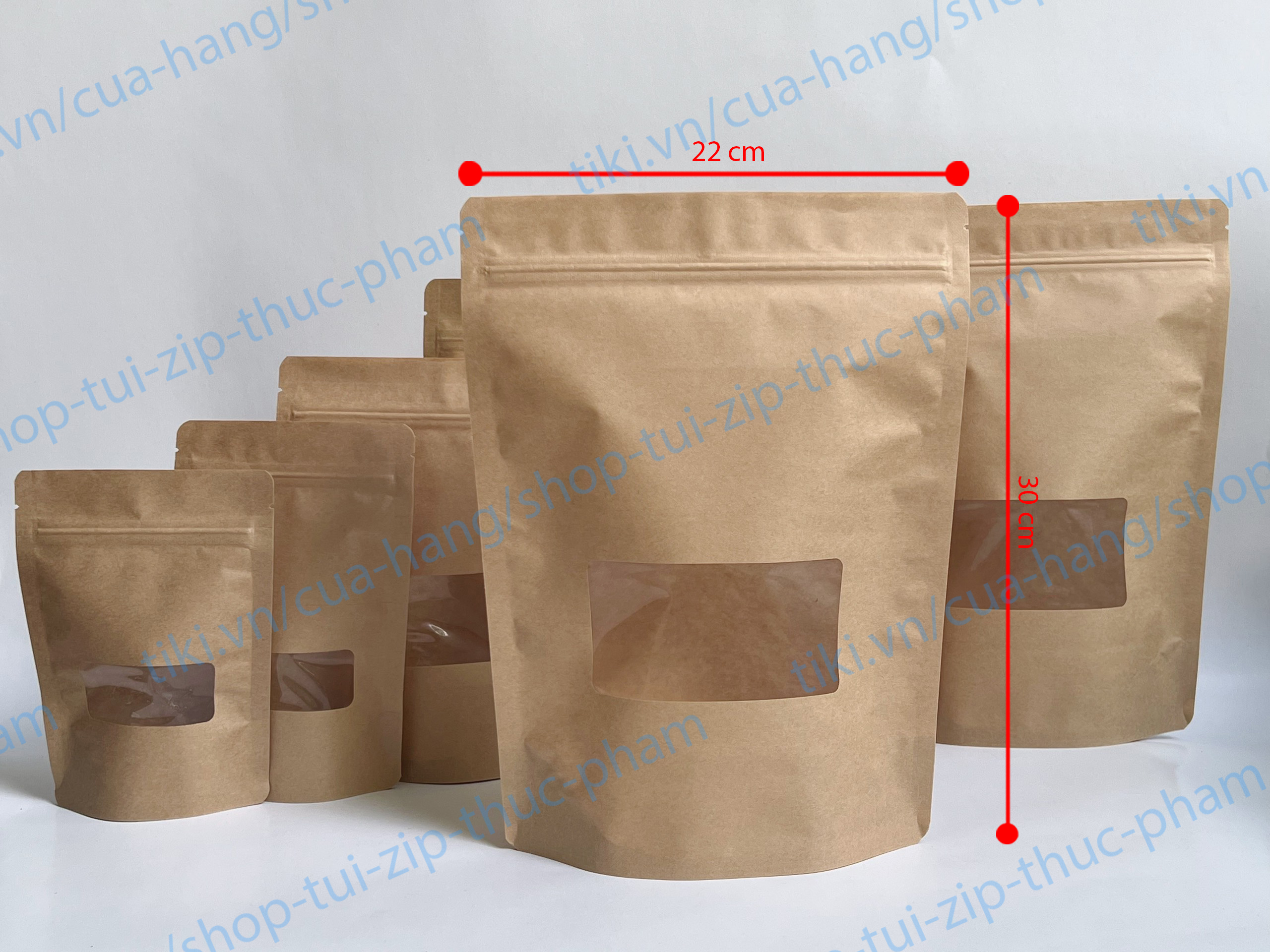 1 Cái Túi Zip Giấy Cửa Sổ - Túi zip giấy kraft (craft) đáy đứng - Túi Giấy Đựng Thực Phẩm Khô