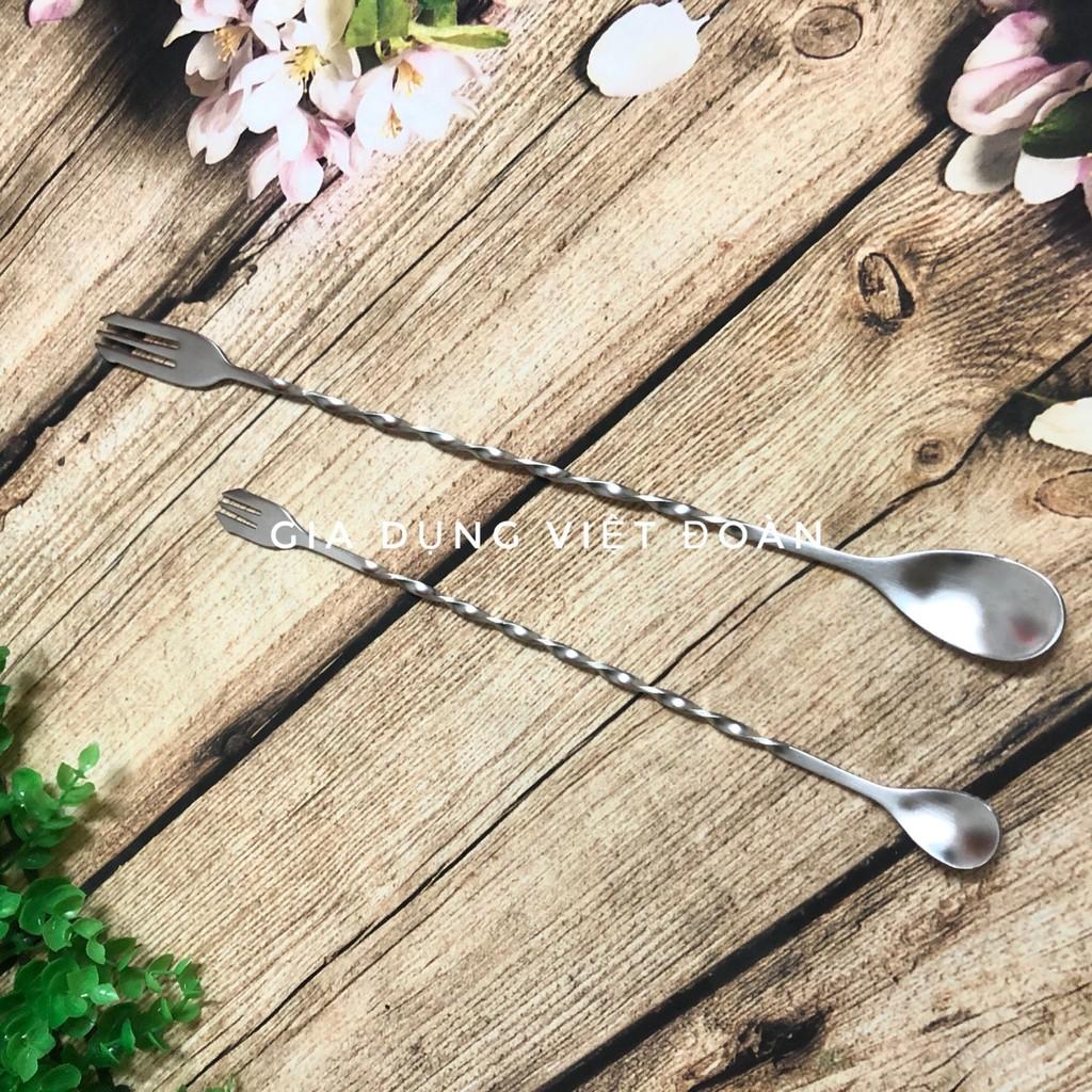 Muỗng thìa khuấy BARPOONS 2 đầu INOX. Dụng cụ pha chế BARTENDER COCkTAIL cà phê, quán nước nhà hàng bar. Size 26, 32cm