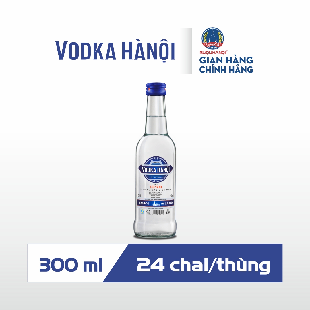Rượu Vodka Hà Nội nhãn xanh HALICO nồng độ 29,5% chai 300ml không kèm hộp