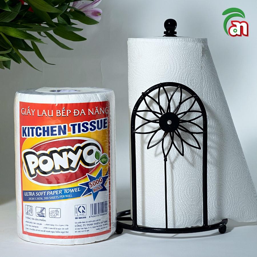 Khăn giấy lau bếp cao cấp PONYO 2 lớp 500g, khăn giấy khô siêu dai dùng thay khăn giấy ướt - Thiên An Nam paper