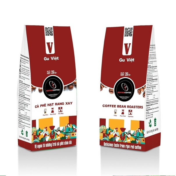 Cà Phê Rovina Gu Việt- Pha Máy - Gói 250gr Mùi Thơm Quyến Rũ, Đậm Đà Đúng Chuẩn Gu Việt.