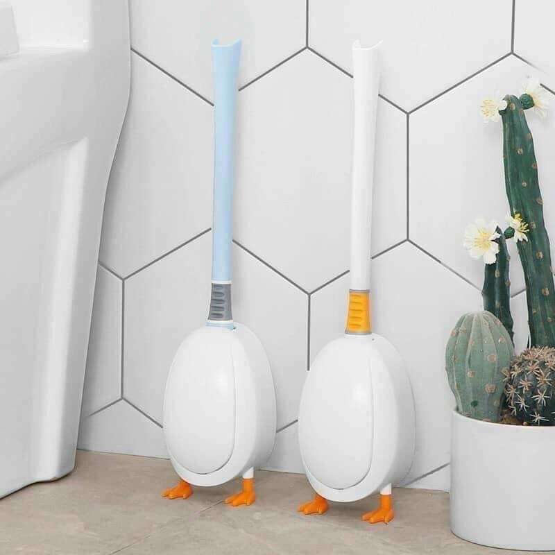 Cọ rửa bồn cầu toilet AMOS gắn tường tạo hình chú vịt ngộ nghĩnh chất liệu silicone siêu mềm mại