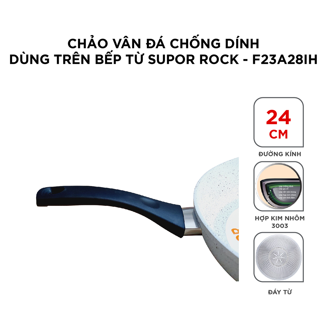 (HÀNG CHÍNH HÃNG) Chảo vân đá chống dính dùng trên bếp từ Supor Rock