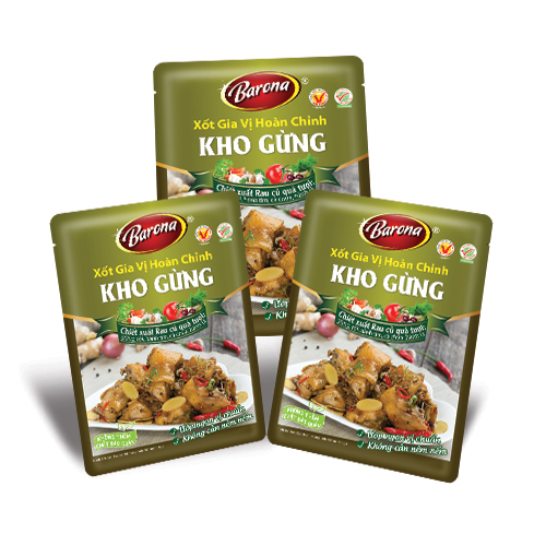 Combo 3 gói Xốt gia vị hoàn chỉnh Barona - Kho gừng 80gr