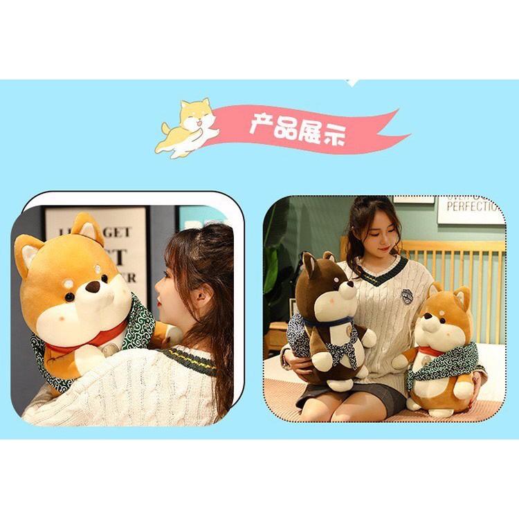 Gấu Bông Chó Shiba Quàng Khăn,Hàng QC Loại 1,Size Mini