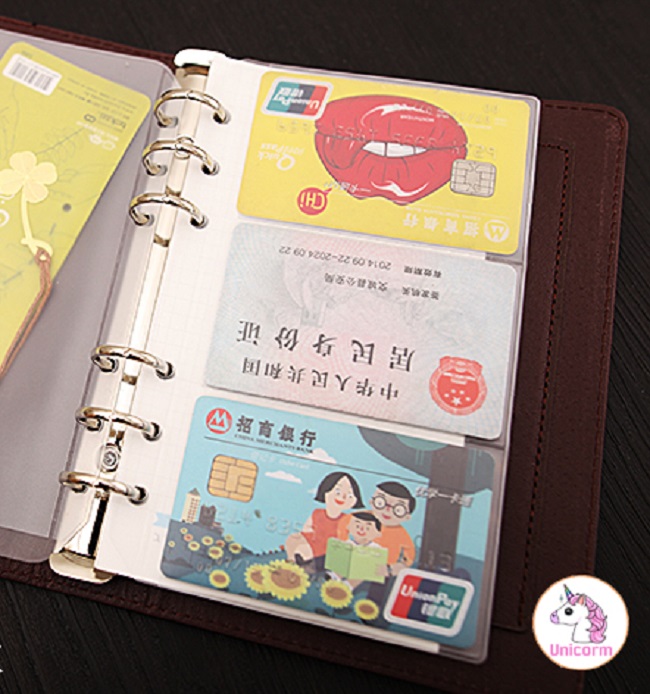 Túi zip đựng sticker và đựng thẻ cho sổ Còng planner A6
