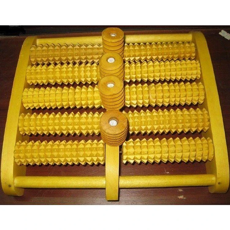 Massage chân CAO CẤP Bàn lăn chân gỗ tự nhiên 5 hàng - 4 núm bấm huyệt thư giãn hiệu quả