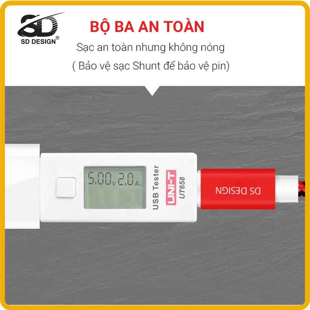 Cáp Sạc IP,Micro,Type C dây dù SD DESIGN L1 sạc ĐT ổn định,Bảo Hành 1 Đổi 1