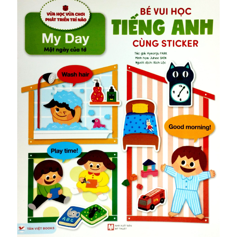 Combo: Bé vui học tiếng anh cùng Sticker: Số đếm và Màu sắc + Trong vườn thú + Bảng chữ cái + Một ngày của tớ + Những từ vựng đầu tiên