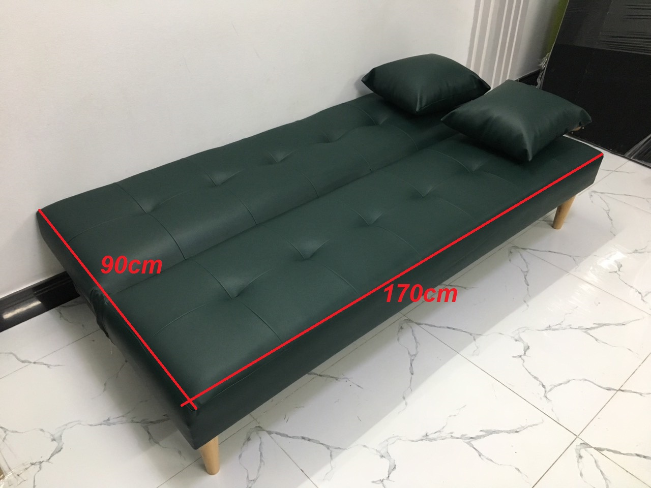 Sofa bed, sofa giường màu xanh lục và 2 đôn tròn SB15