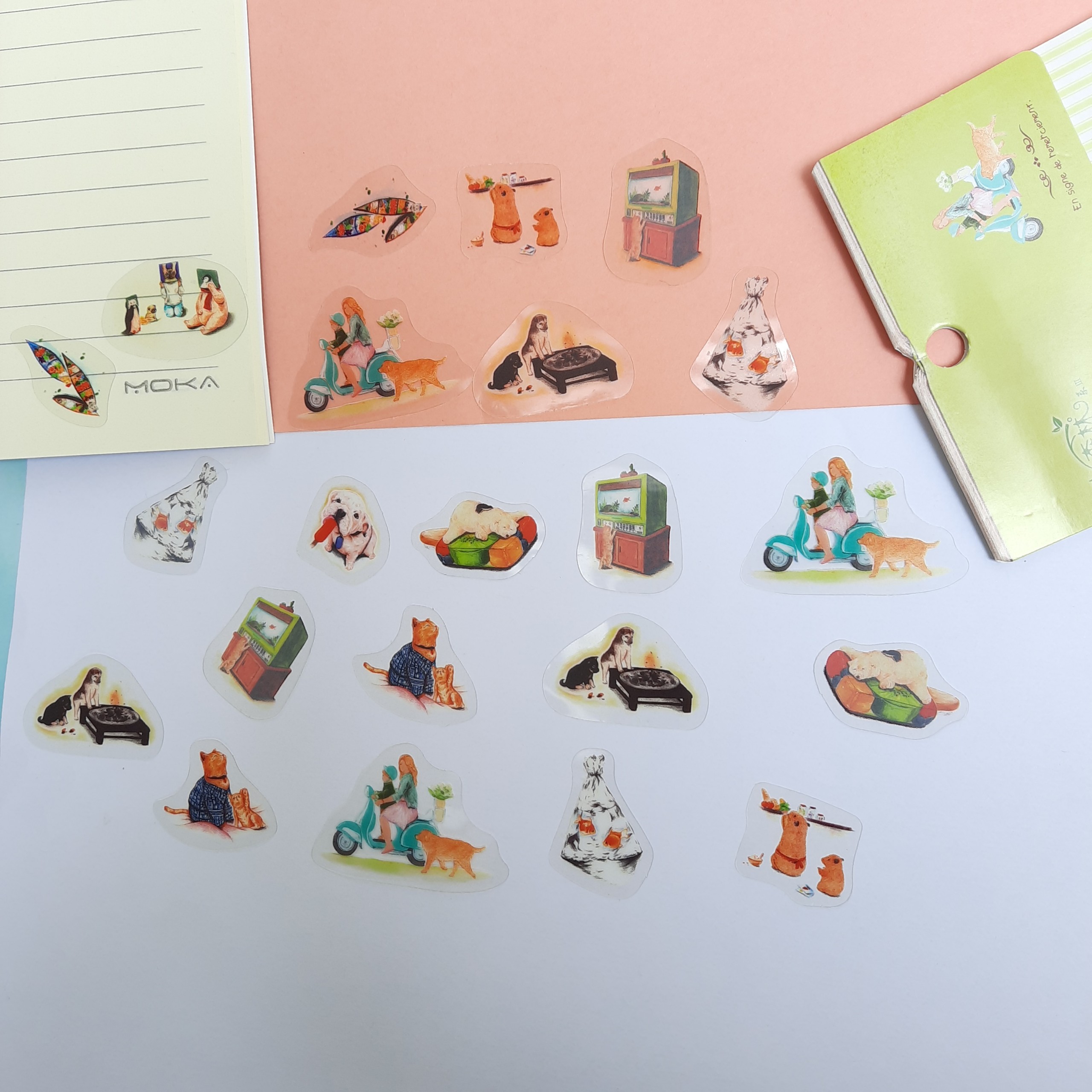 Bộ 40 Sticker Hình Dán Mini Cuộc Sống Của Thú Cưng