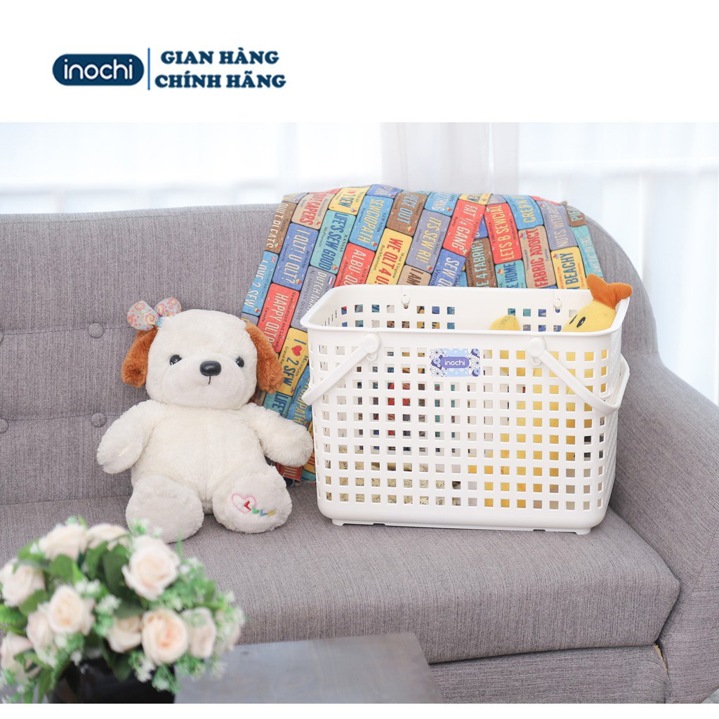 Giỏ đựng quần áo bằng nhựa cao cấp quai giữa có nắp đậy NACHI INOCHI Nhật Bản - Giao màu ngẫu nhiên
