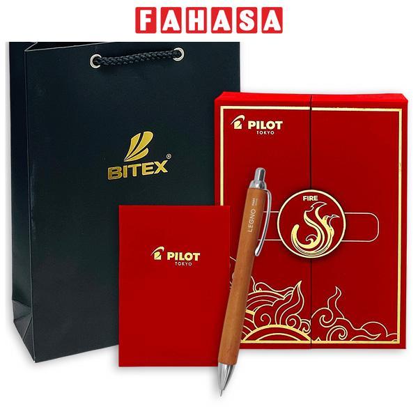 Bút Bi Ký Legno 0.7 mm - Pilot BLE-1SK-BN - Mực Đen - Thân Gỗ Nâu Kèm Hộp Ngũ Hành Và Túi