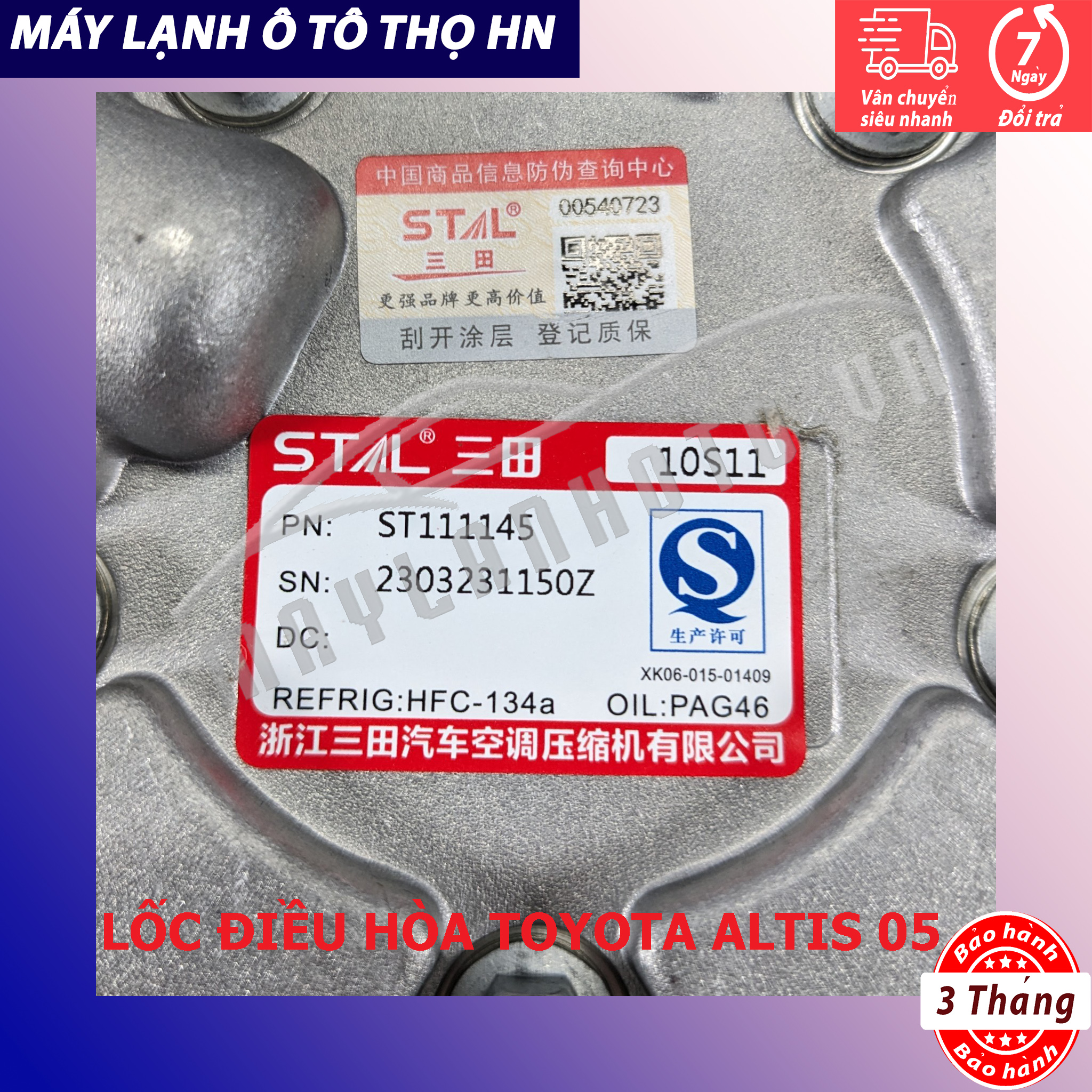 Lốc điều hòa Toyota Corolla Altis 2001 2002 2003 2004 2005 2006 2007 hàng Trung Quốc 01 02 03 04 05 06